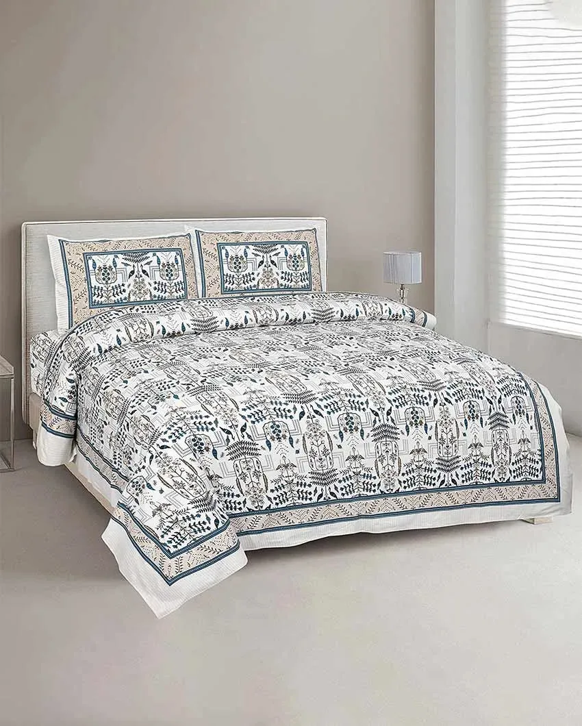 Aconit Sanganeri Cotton Flat Bedding Set | Double Size | Multiple Colors | 93 x 108 inches