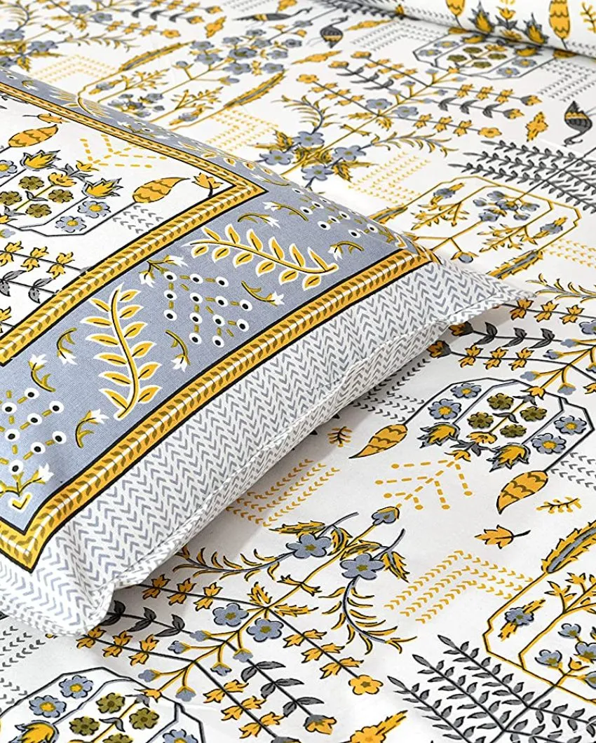 Aconit Sanganeri Cotton Flat Bedding Set | Double Size | Multiple Colors | 93 x 108 inches