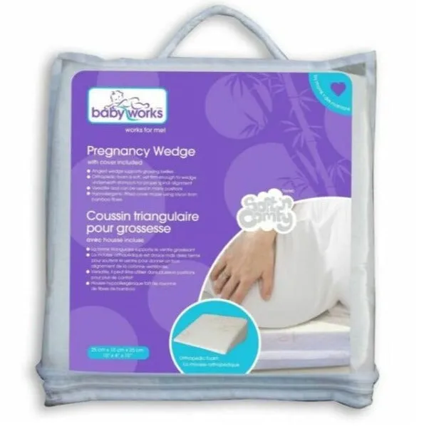 Baby Works Pregnancy Wedge With Bamboo Cover (White)