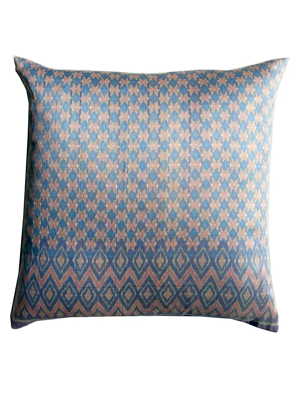 Cambodian Silk Ikat Pillow Baby Blue And Pink
