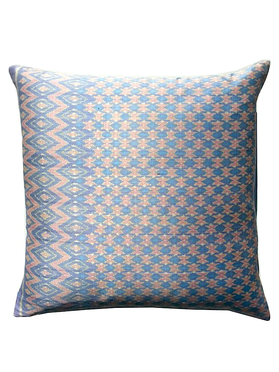 Cambodian Silk Ikat Pillow Baby Blue And Pink