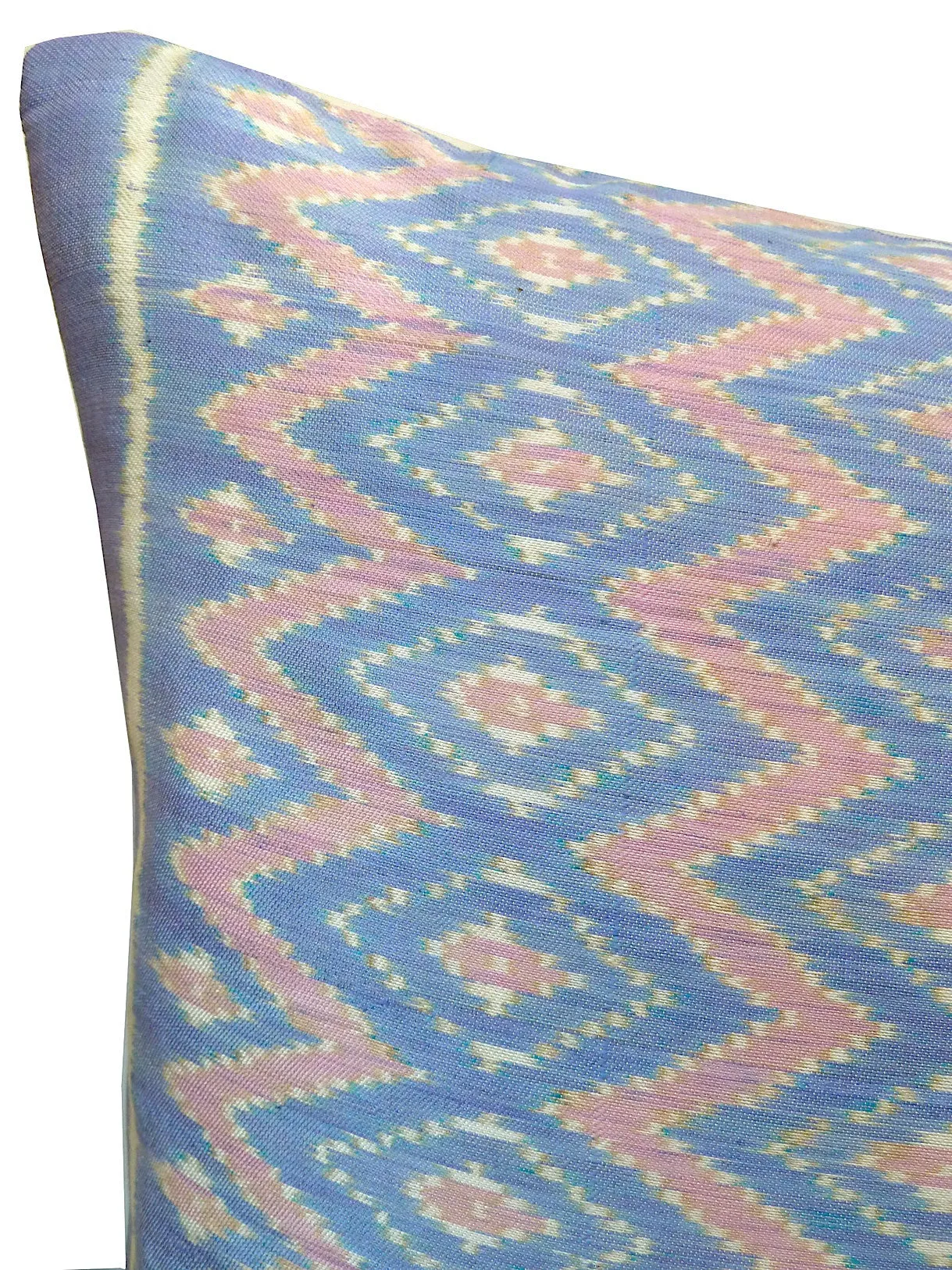 Cambodian Silk Ikat Pillow Baby Blue And Pink