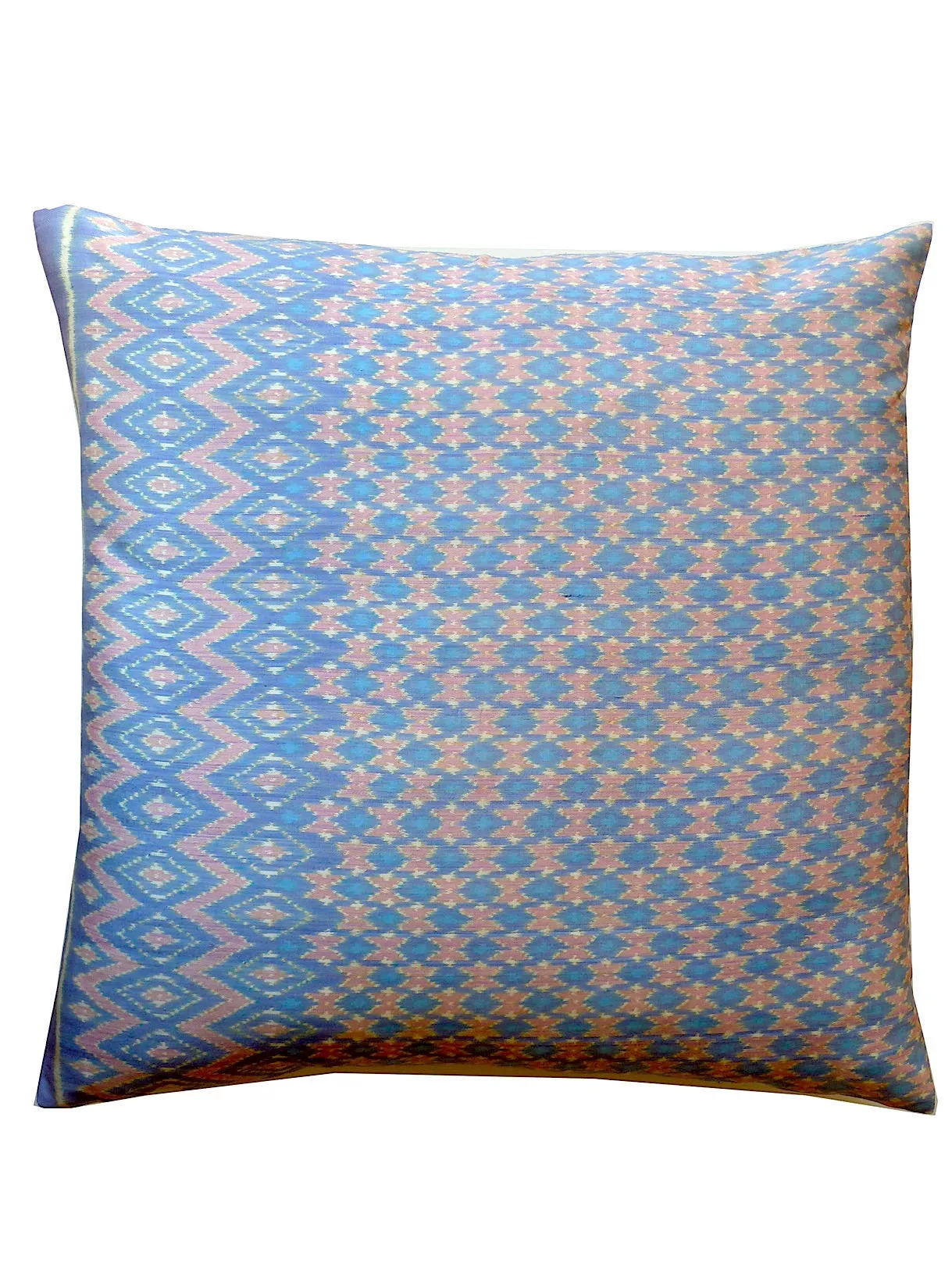 Cambodian Silk Ikat Pillow Baby Blue And Pink