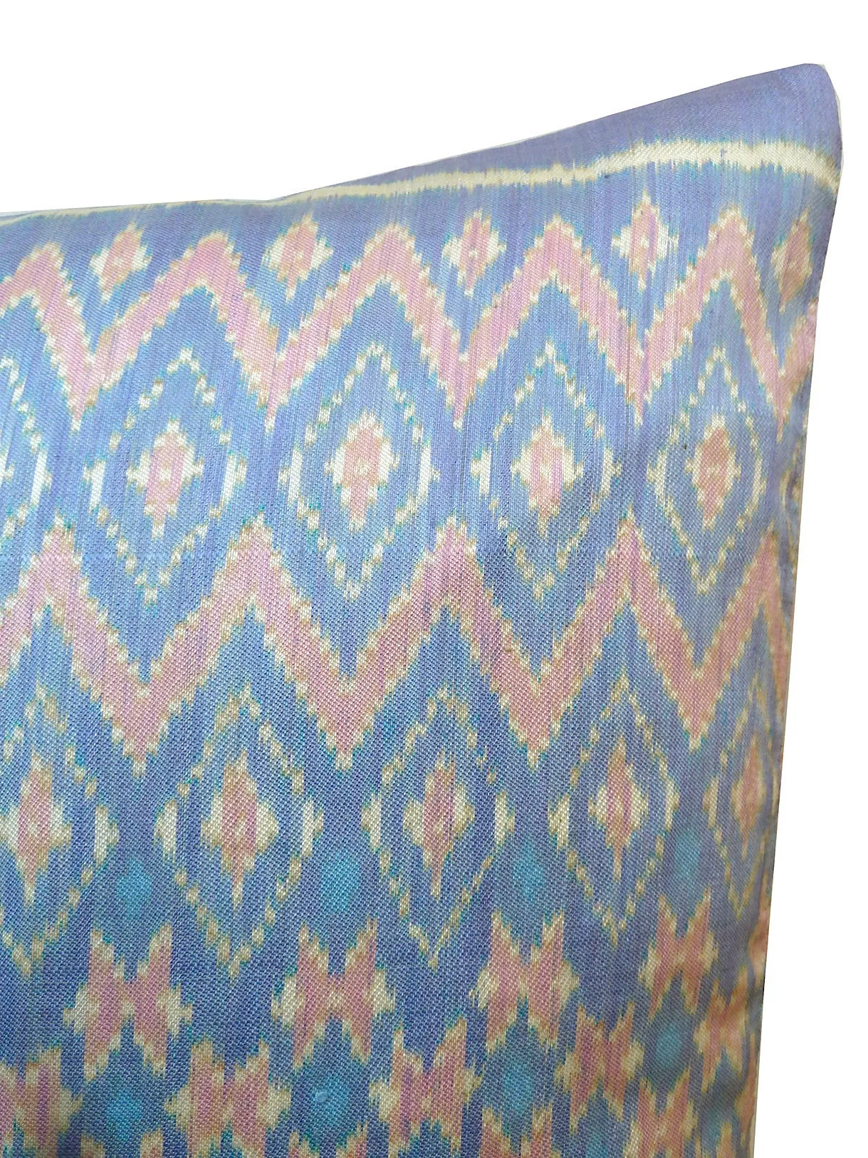 Cambodian Silk Ikat Pillow Baby Blue And Pink