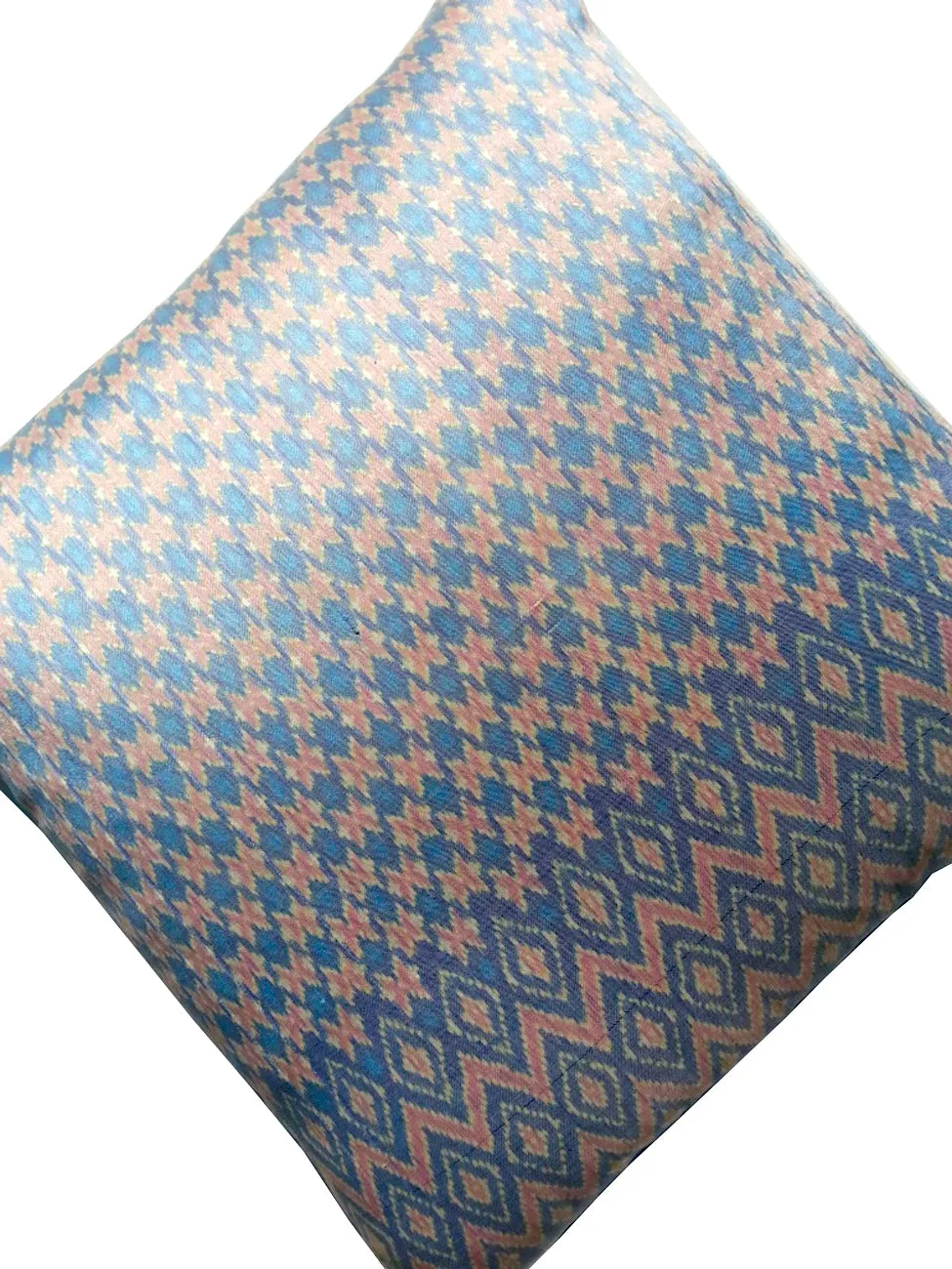 Cambodian Silk Ikat Pillow Baby Blue And Pink