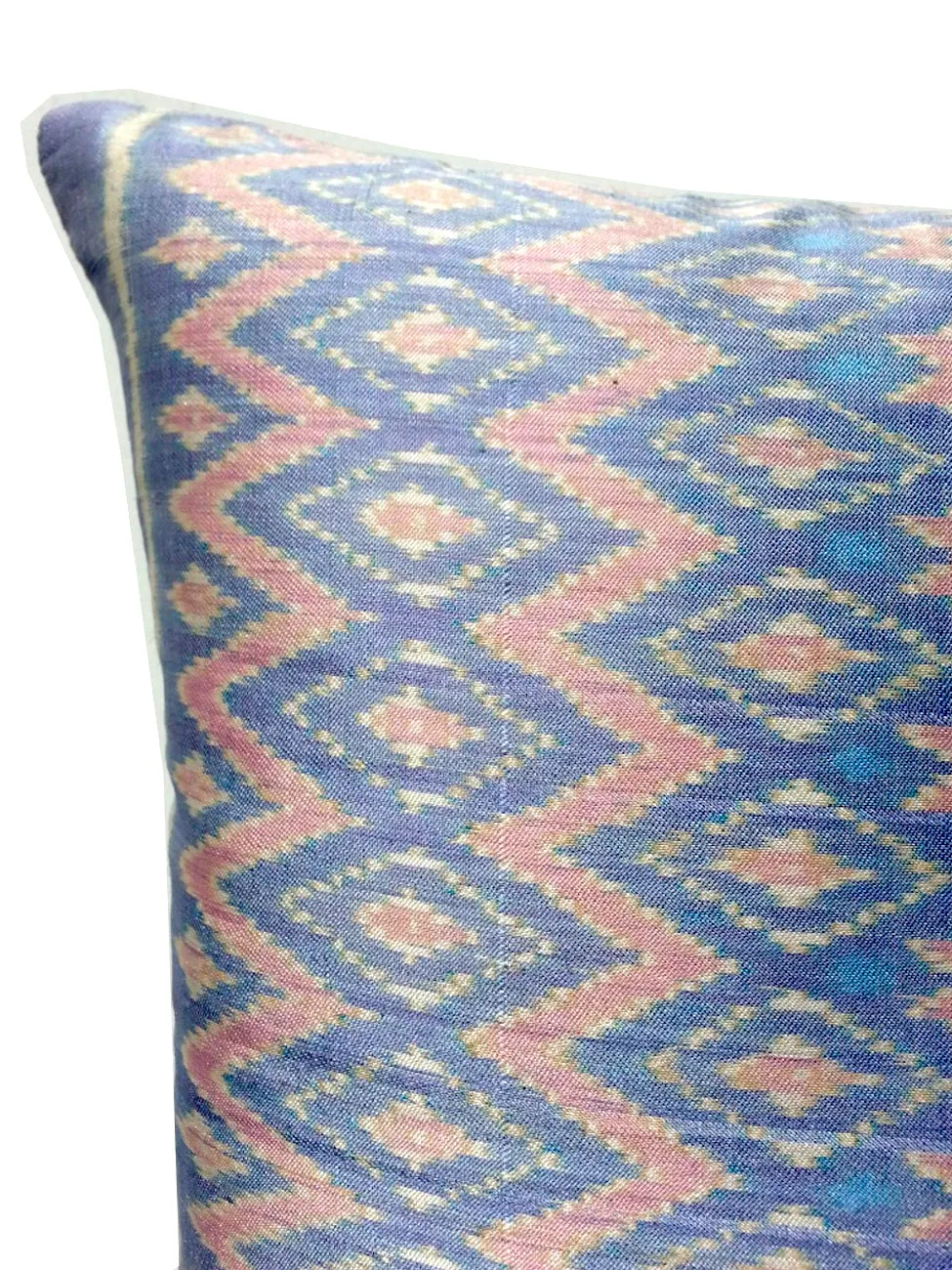 Cambodian Silk Ikat Pillow Baby Blue And Pink