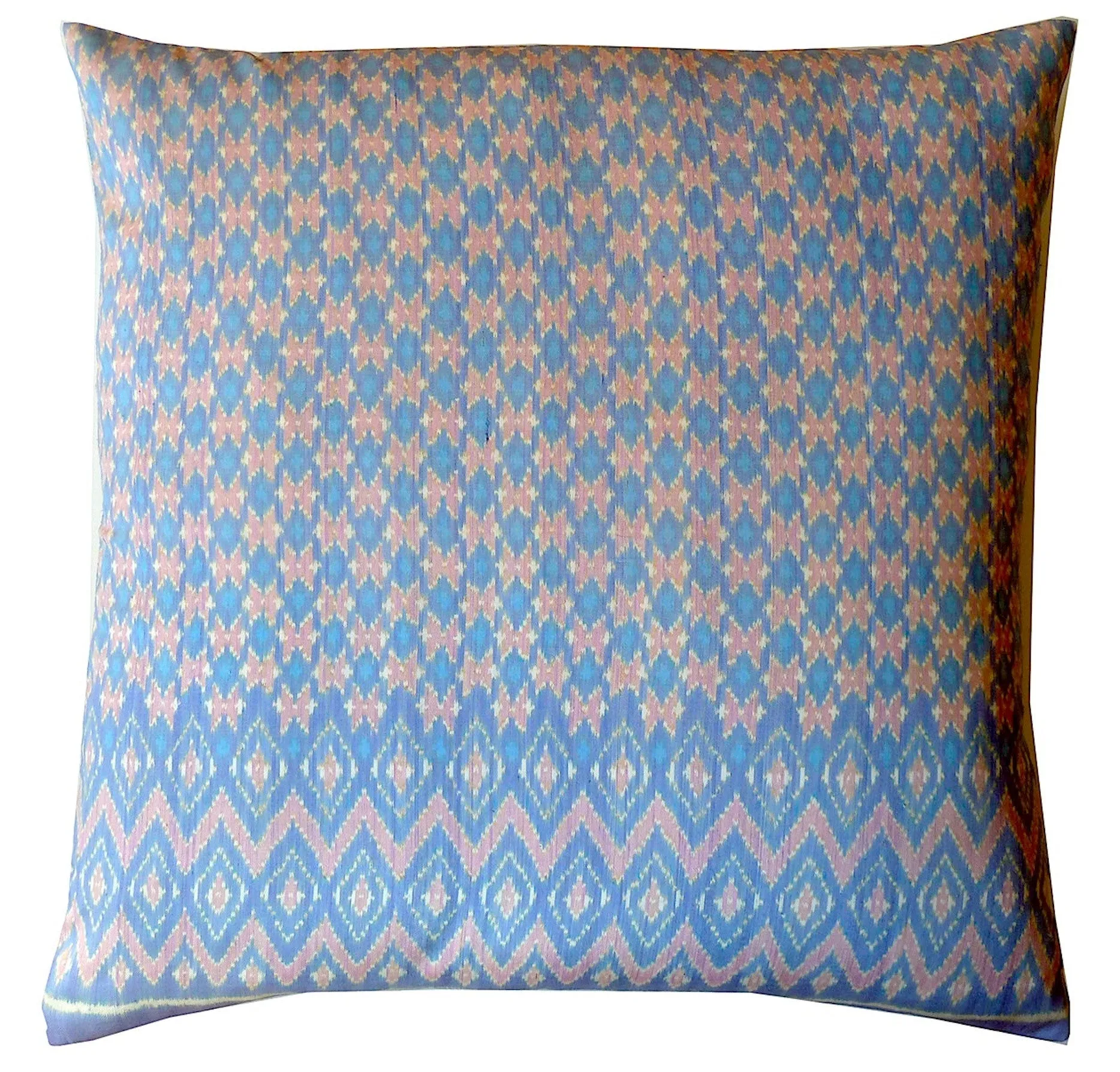 Cambodian Silk Ikat Pillow Baby Blue And Pink