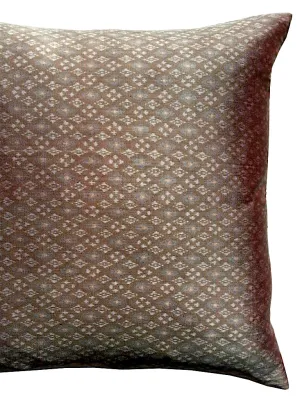 Cambodian Silk Ikat Pillow Chocolate Blue Charcoal