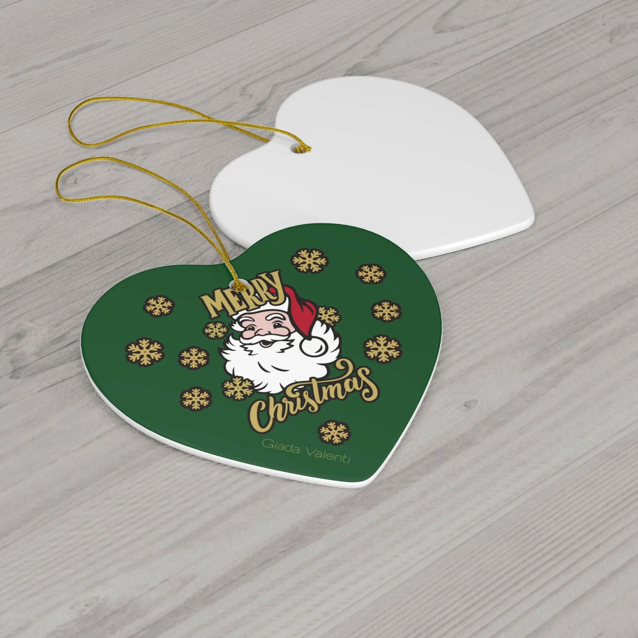 Ceramic Ornament with Italian Design print | Santa Claus | Green | Giada Valenti | Christmas Ornament | Christmas Gift