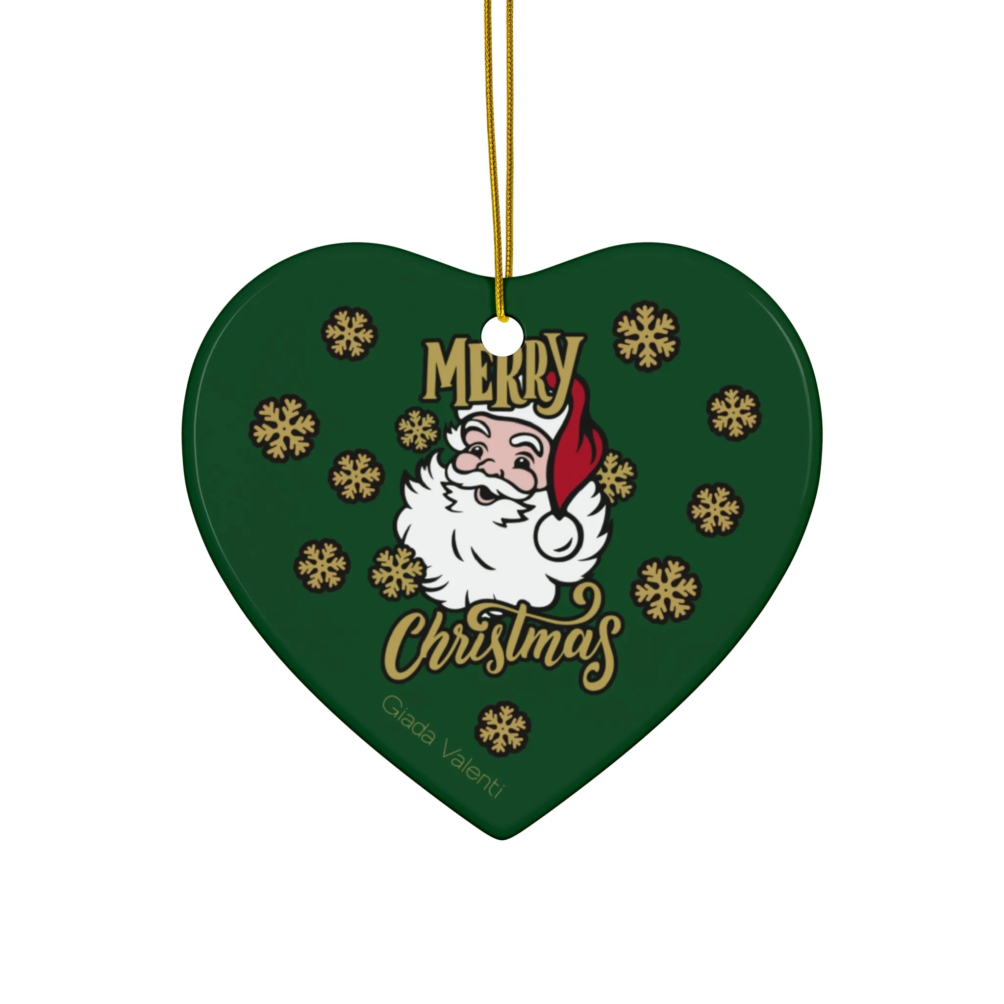 Ceramic Ornament with Italian Design print | Santa Claus | Green | Giada Valenti | Christmas Ornament | Christmas Gift