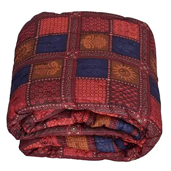 Click Tick 300 TC Single Bed Organic Cotton Jaipuri Razai Bed Blanket Ac Quilt for Winter Soft Light Weight Rajasthani Traditional Cotton Rajai (Multicolor, Single - 85x55 Inch)