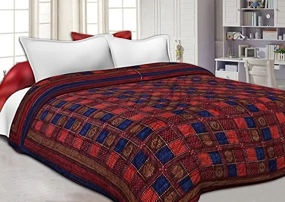 Click Tick 300 TC Single Bed Organic Cotton Jaipuri Razai Bed Blanket Ac Quilt for Winter Soft Light Weight Rajasthani Traditional Cotton Rajai (Multicolor, Single - 85x55 Inch)