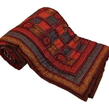 Click Tick 300 TC Single Bed Organic Cotton Jaipuri Razai Bed Blanket Ac Quilt for Winter Soft Light Weight Rajasthani Traditional Cotton Rajai (Multicolor, Single - 85x55 Inch)
