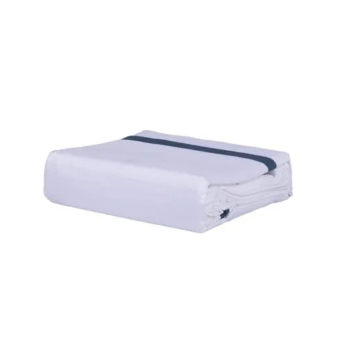 Etonner Audley Bold Border White Double Bed Sheet