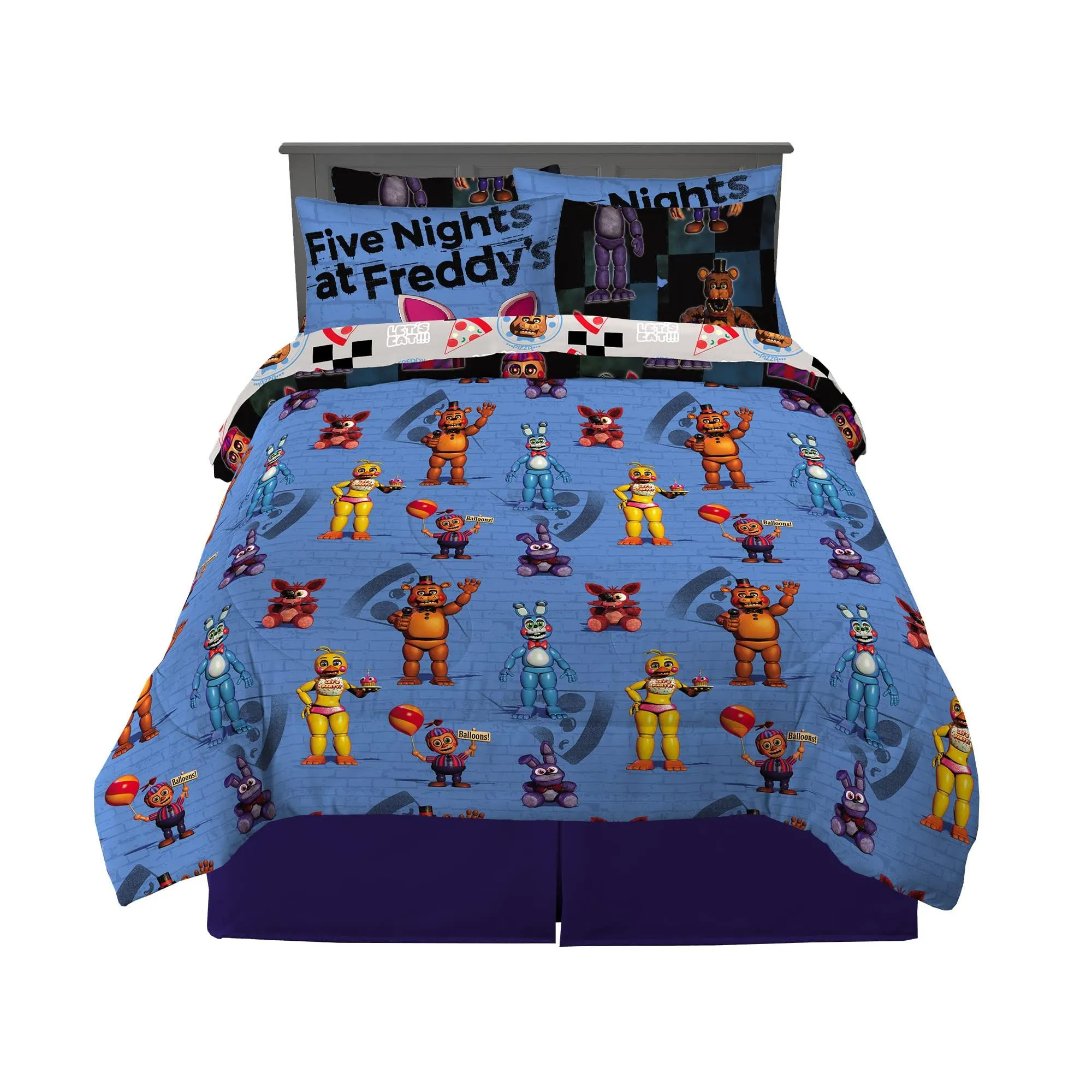 Five Nights at Freddy's Super Soft Comforter and Sheet Set with Sham, 7 Piece Full Size,
