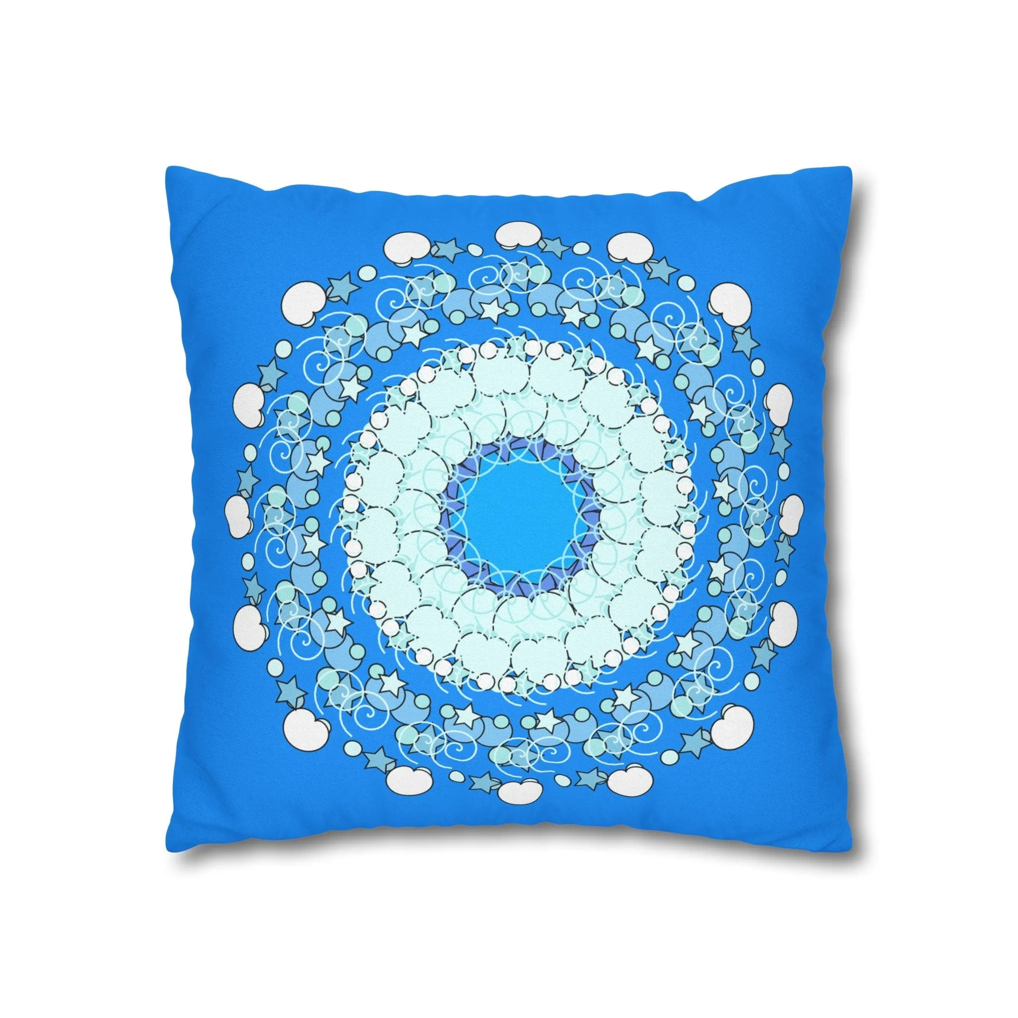 Handmade Mandala Design Kids' Pillowcase - Sky Blue Fine Art