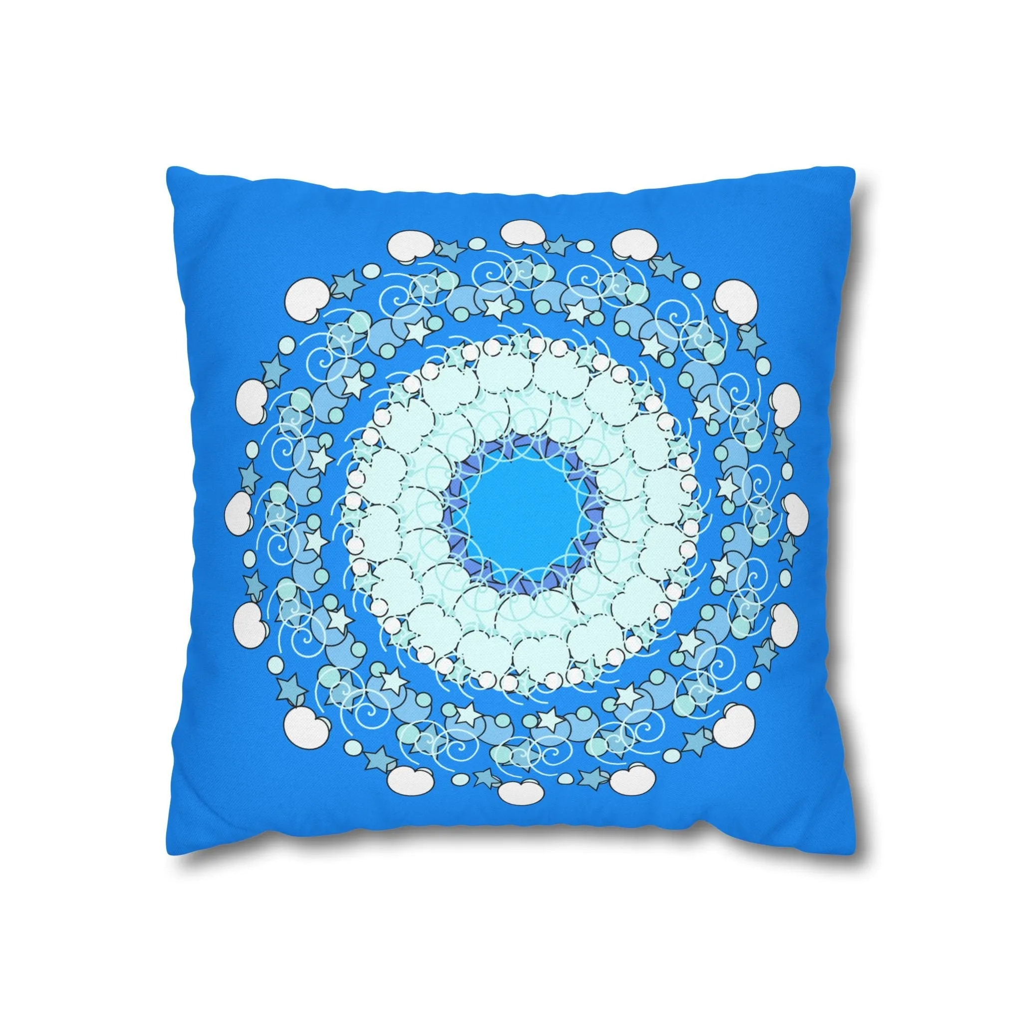 Handmade Mandala Design Kids' Pillowcase - Sky Blue Fine Art