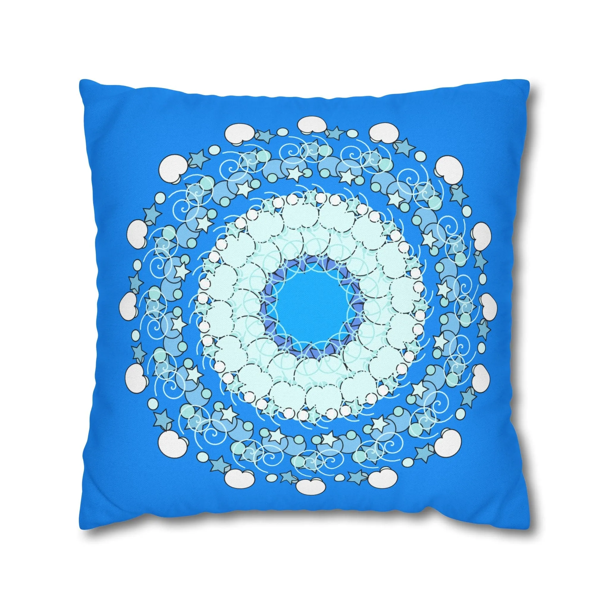Handmade Mandala Design Kids' Pillowcase - Sky Blue Fine Art