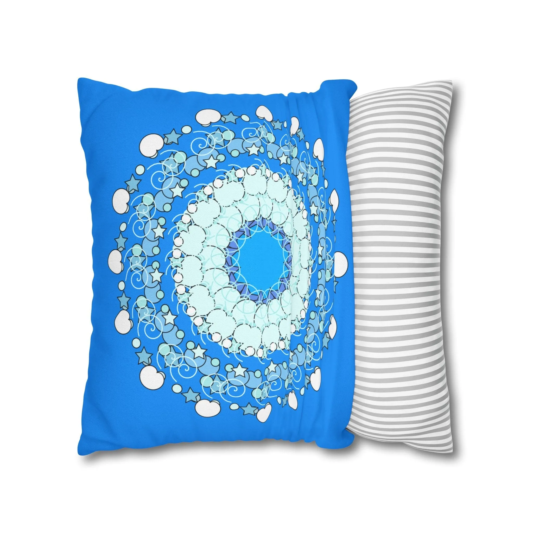 Handmade Mandala Design Kids' Pillowcase - Sky Blue Fine Art