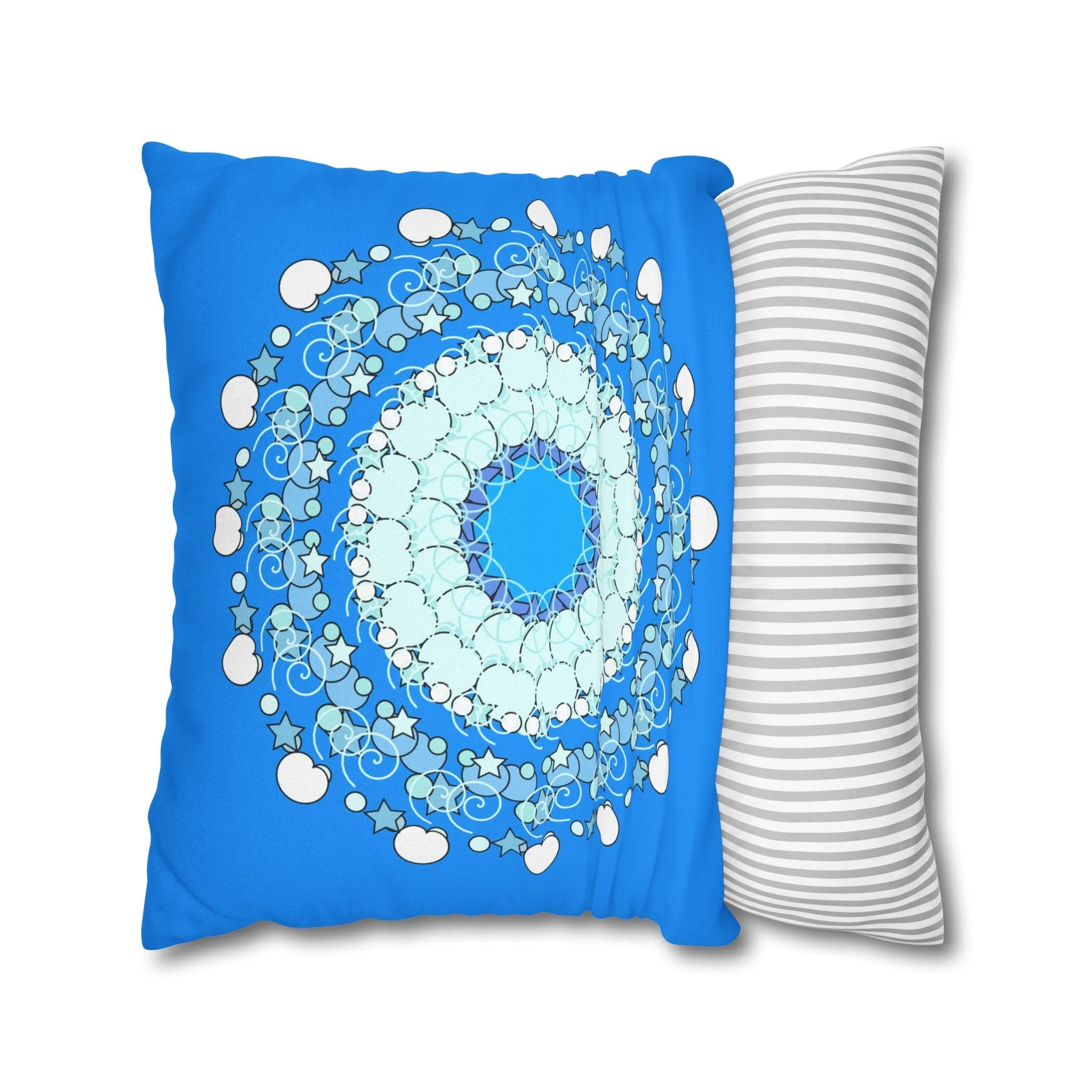 Handmade Mandala Design Kids' Pillowcase - Sky Blue Fine Art