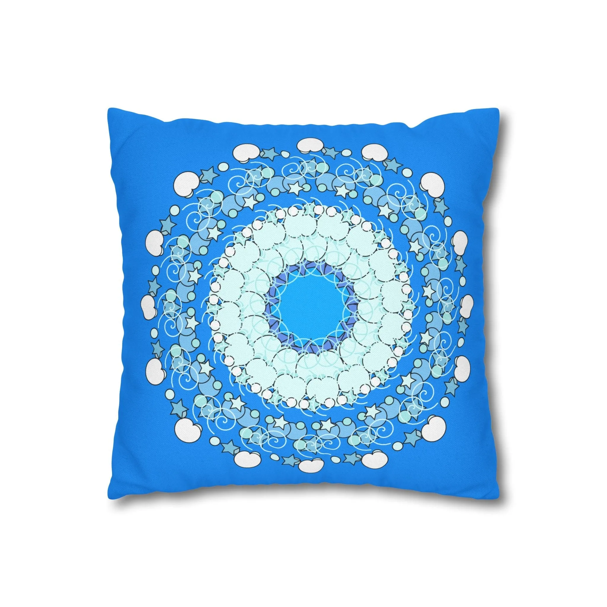 Handmade Mandala Design Kids' Pillowcase - Sky Blue Fine Art