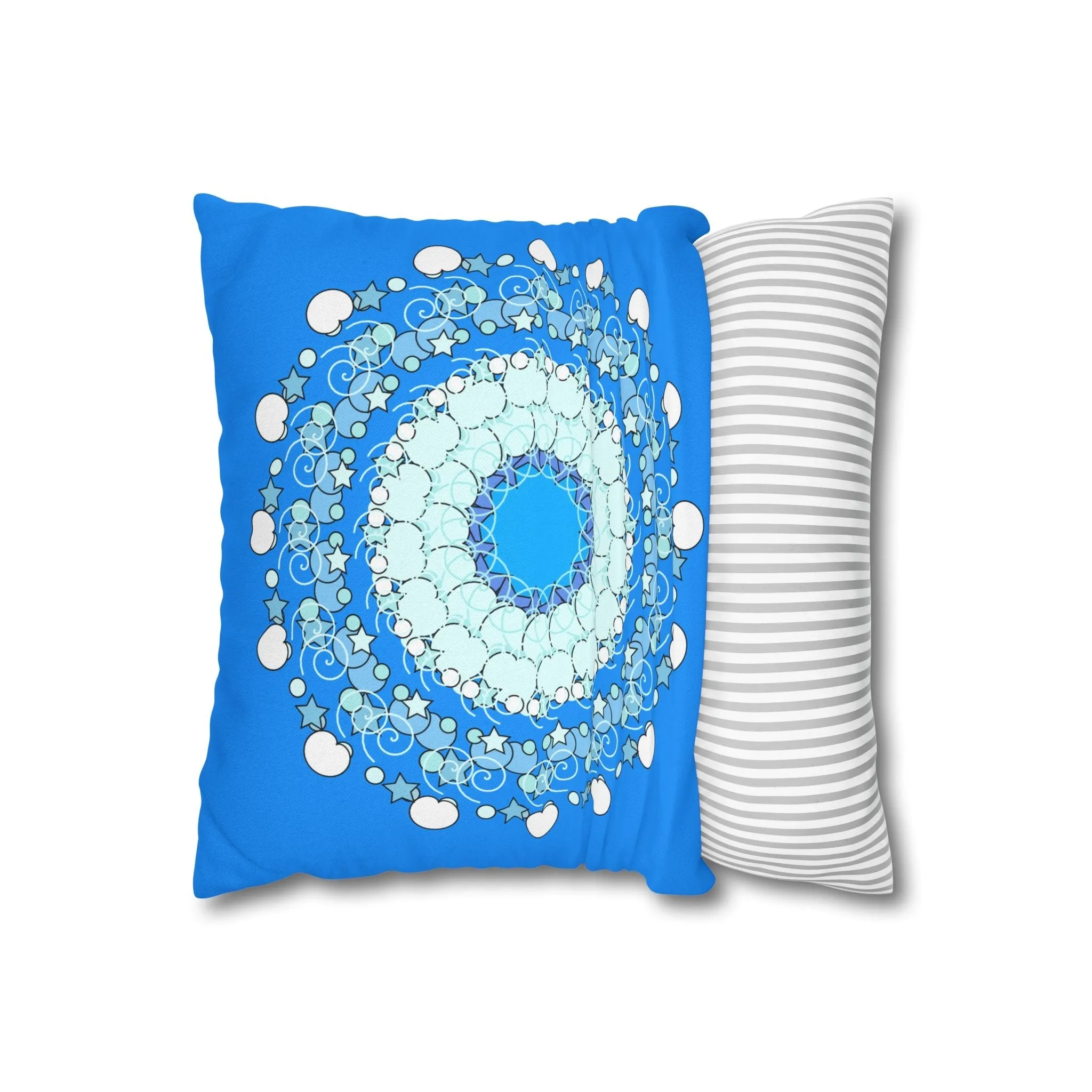 Handmade Mandala Design Kids' Pillowcase - Sky Blue Fine Art
