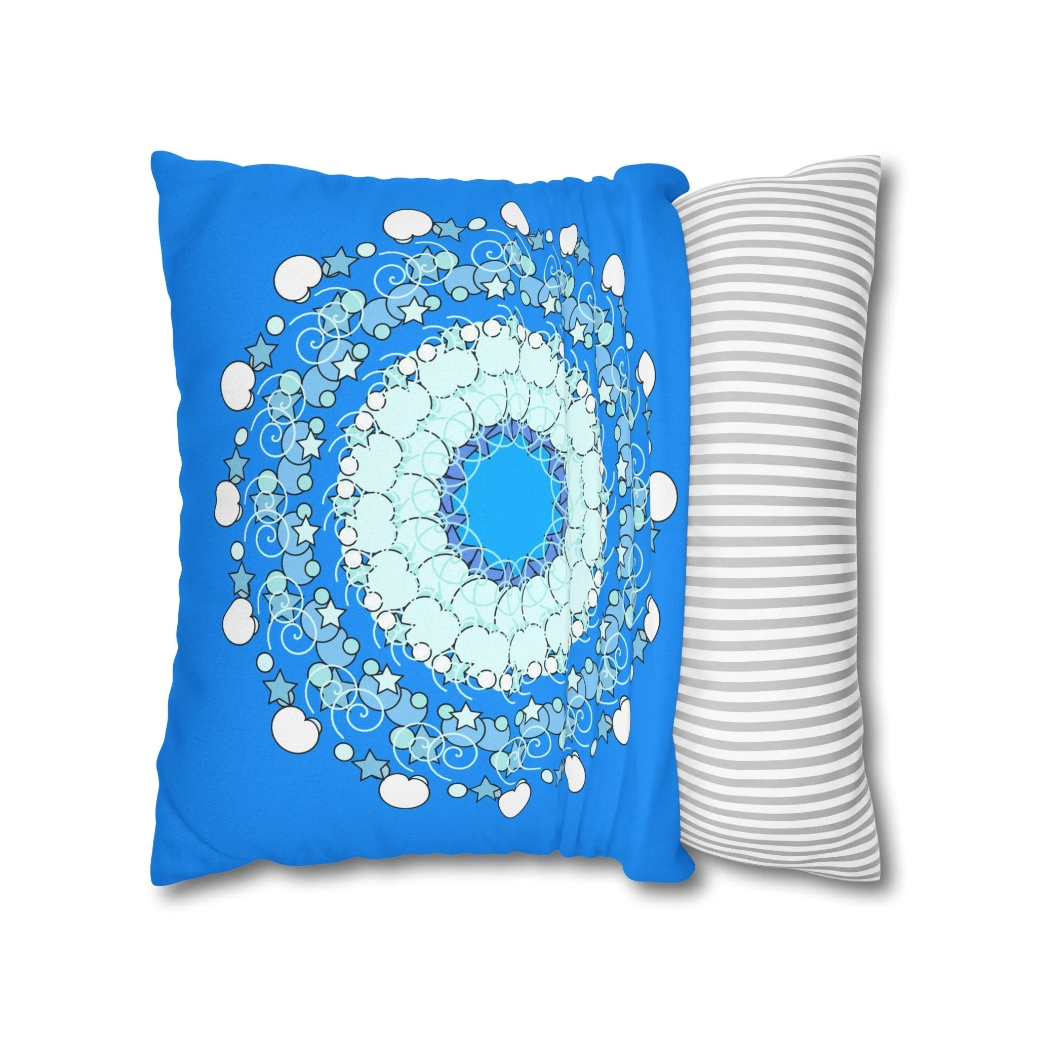 Handmade Mandala Design Kids' Pillowcase - Sky Blue Fine Art