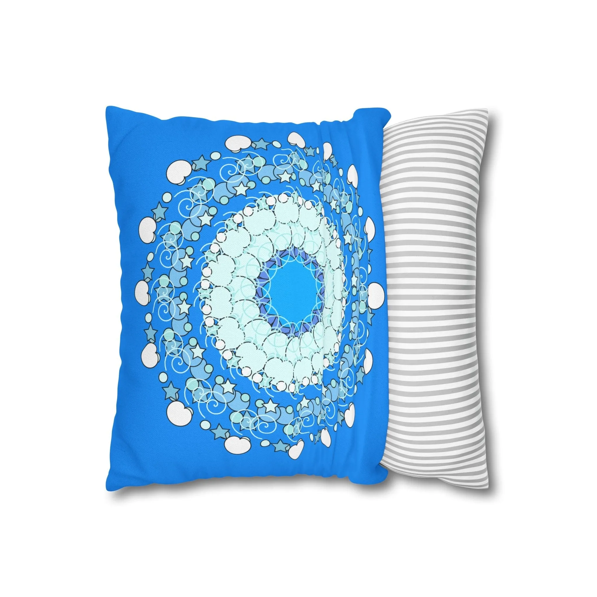 Handmade Mandala Design Kids' Pillowcase - Sky Blue Fine Art