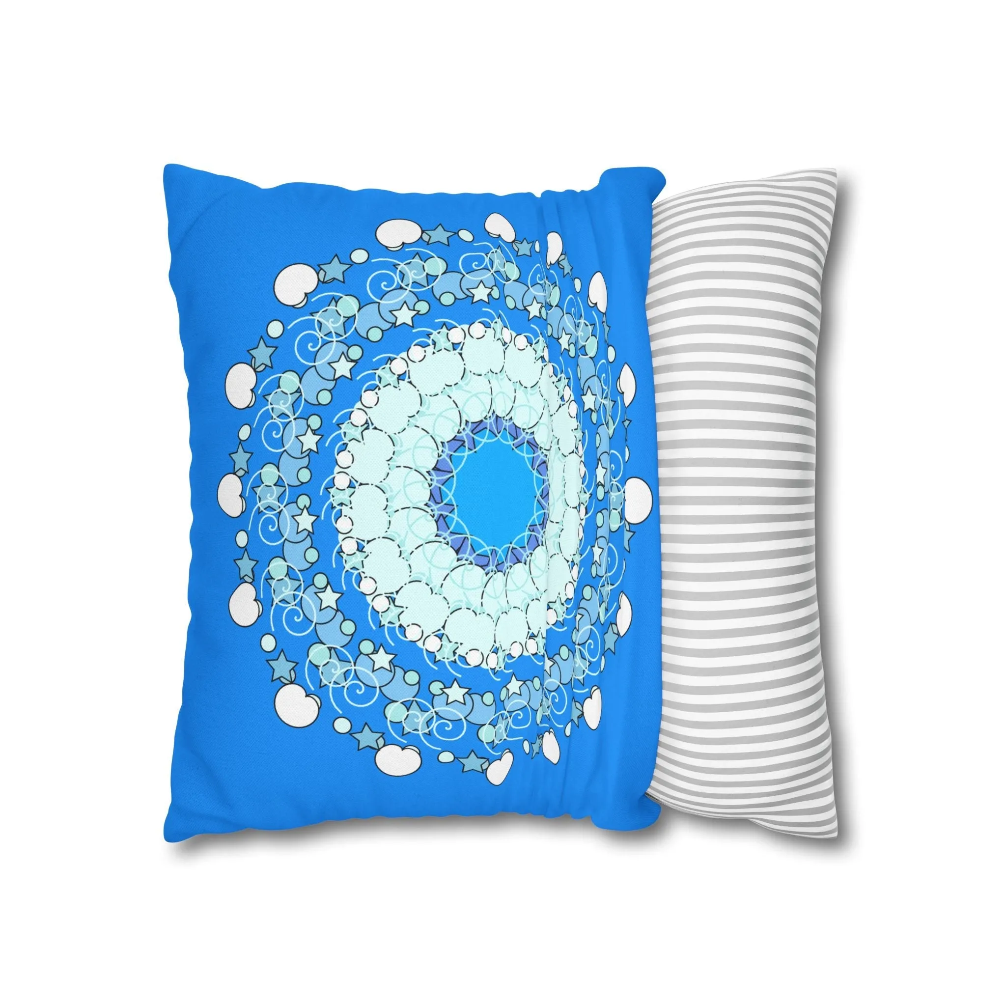 Handmade Mandala Design Kids' Pillowcase - Sky Blue Fine Art