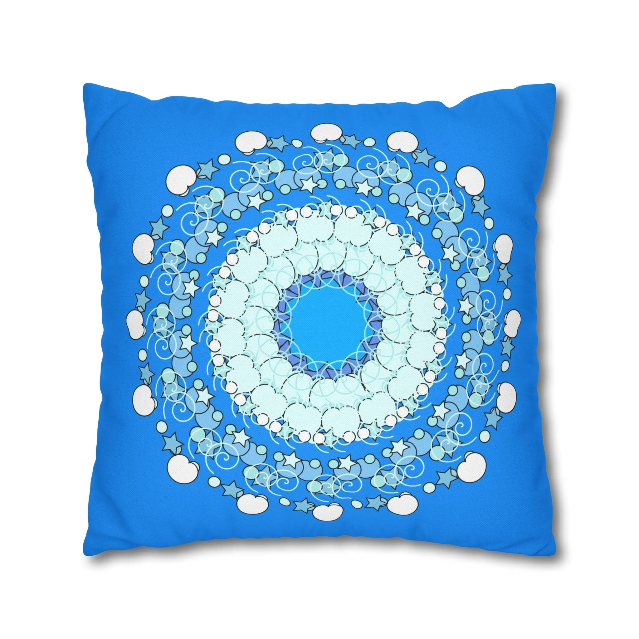 Handmade Mandala Design Kids' Pillowcase - Sky Blue Fine Art