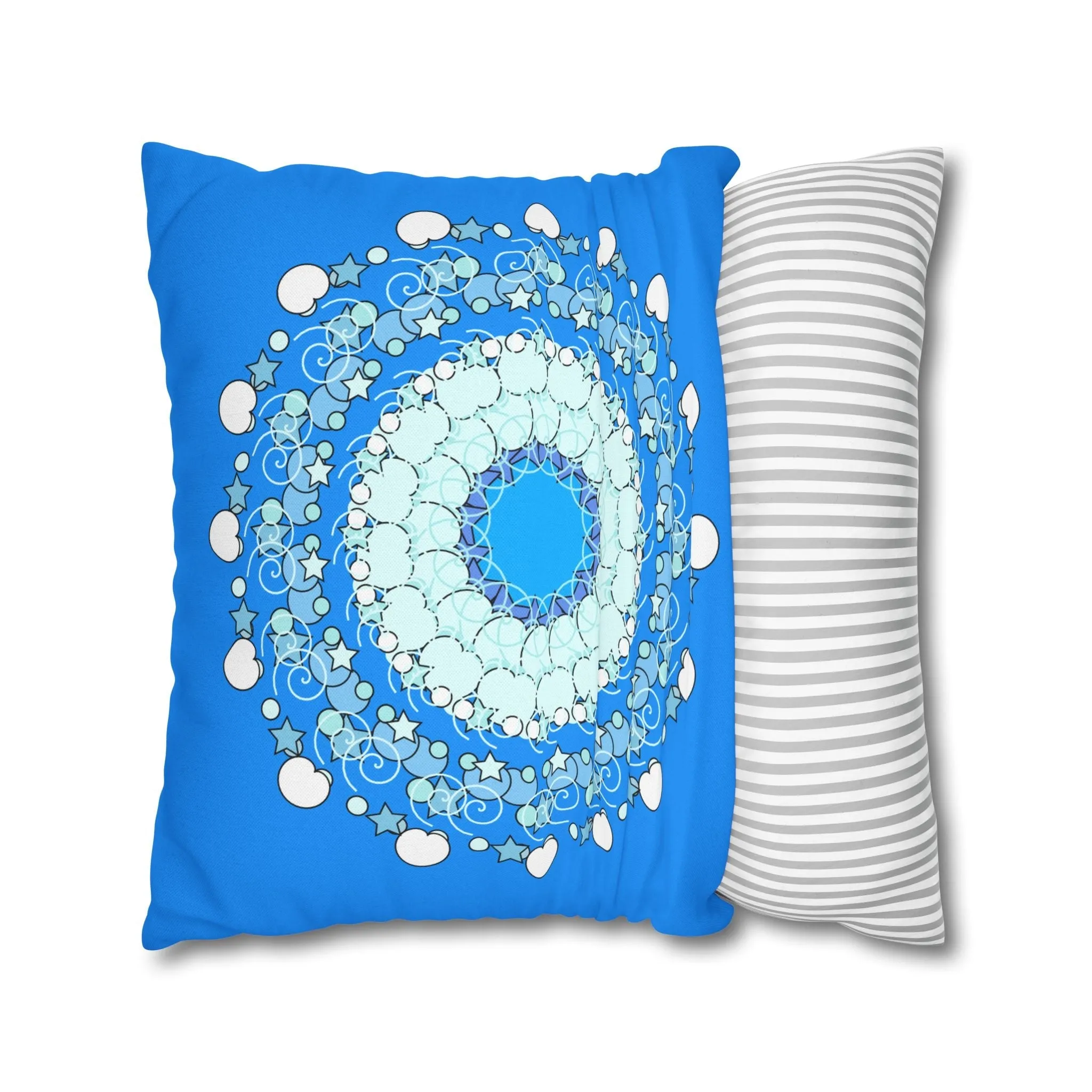 Handmade Mandala Design Kids' Pillowcase - Sky Blue Fine Art