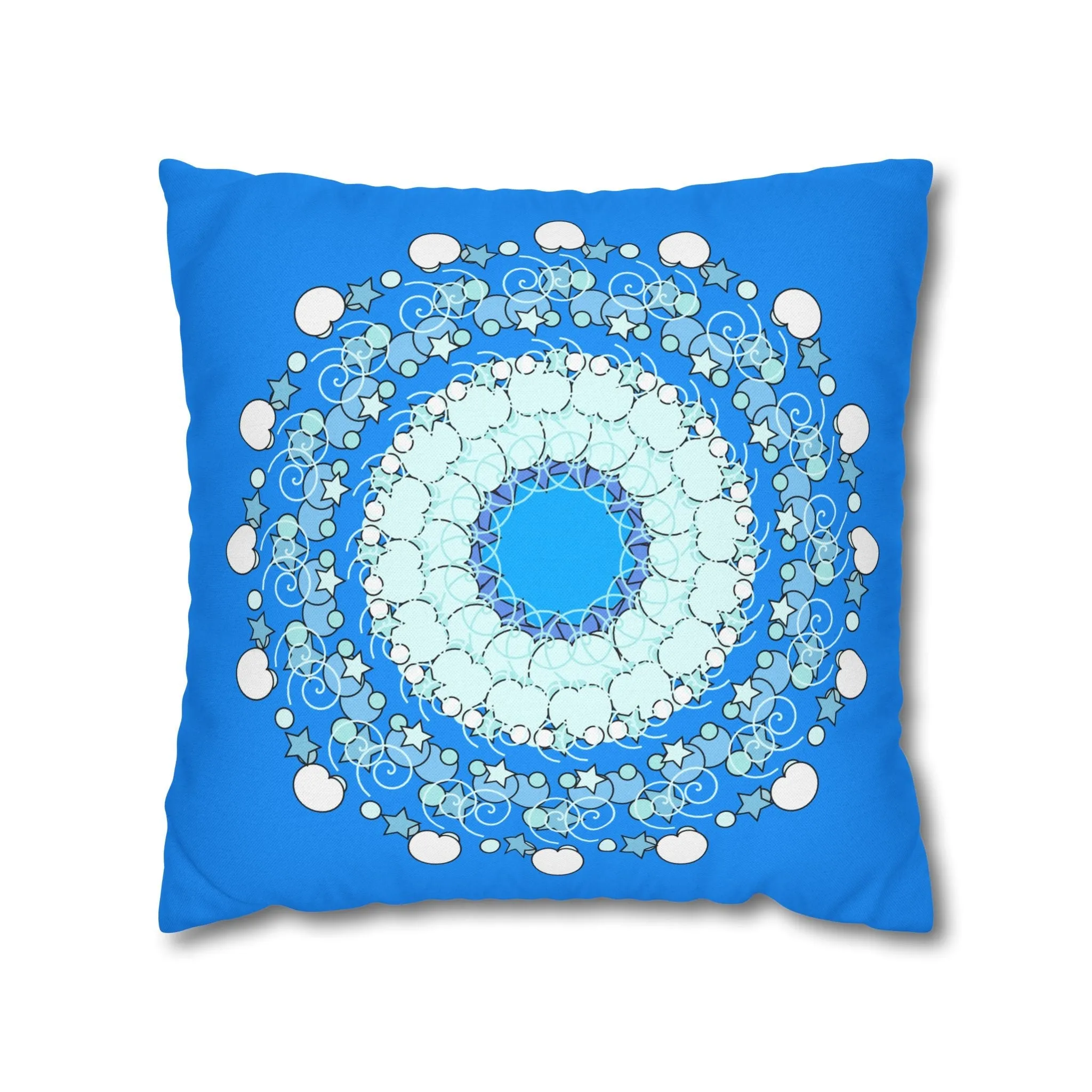 Handmade Mandala Design Kids' Pillowcase - Sky Blue Fine Art