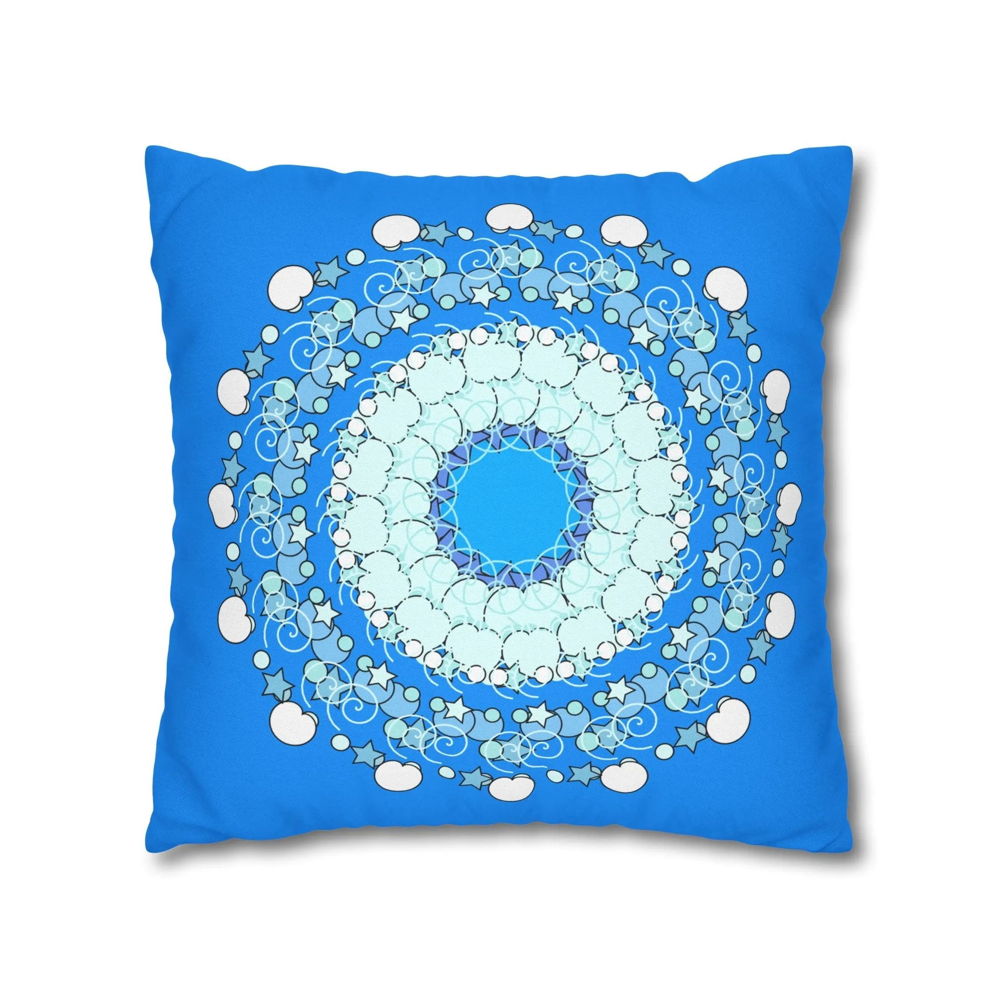 Handmade Mandala Design Kids' Pillowcase - Sky Blue Fine Art