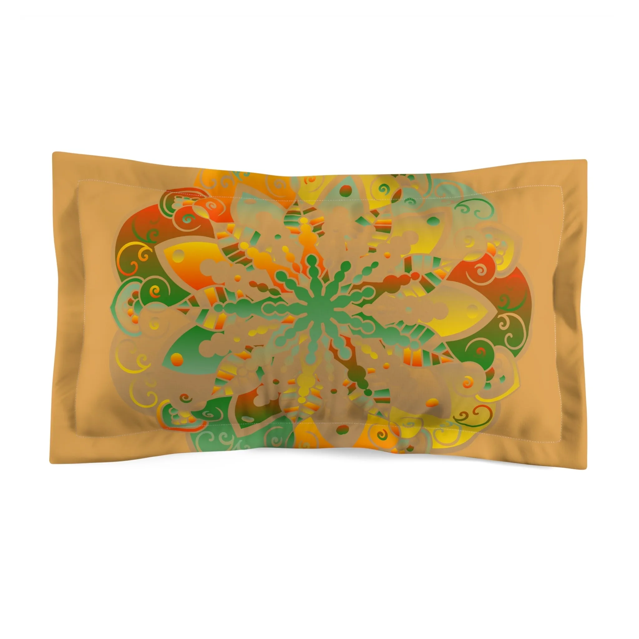 Handmade Mandala Design Microfiber Pillow Sham - Dune Background