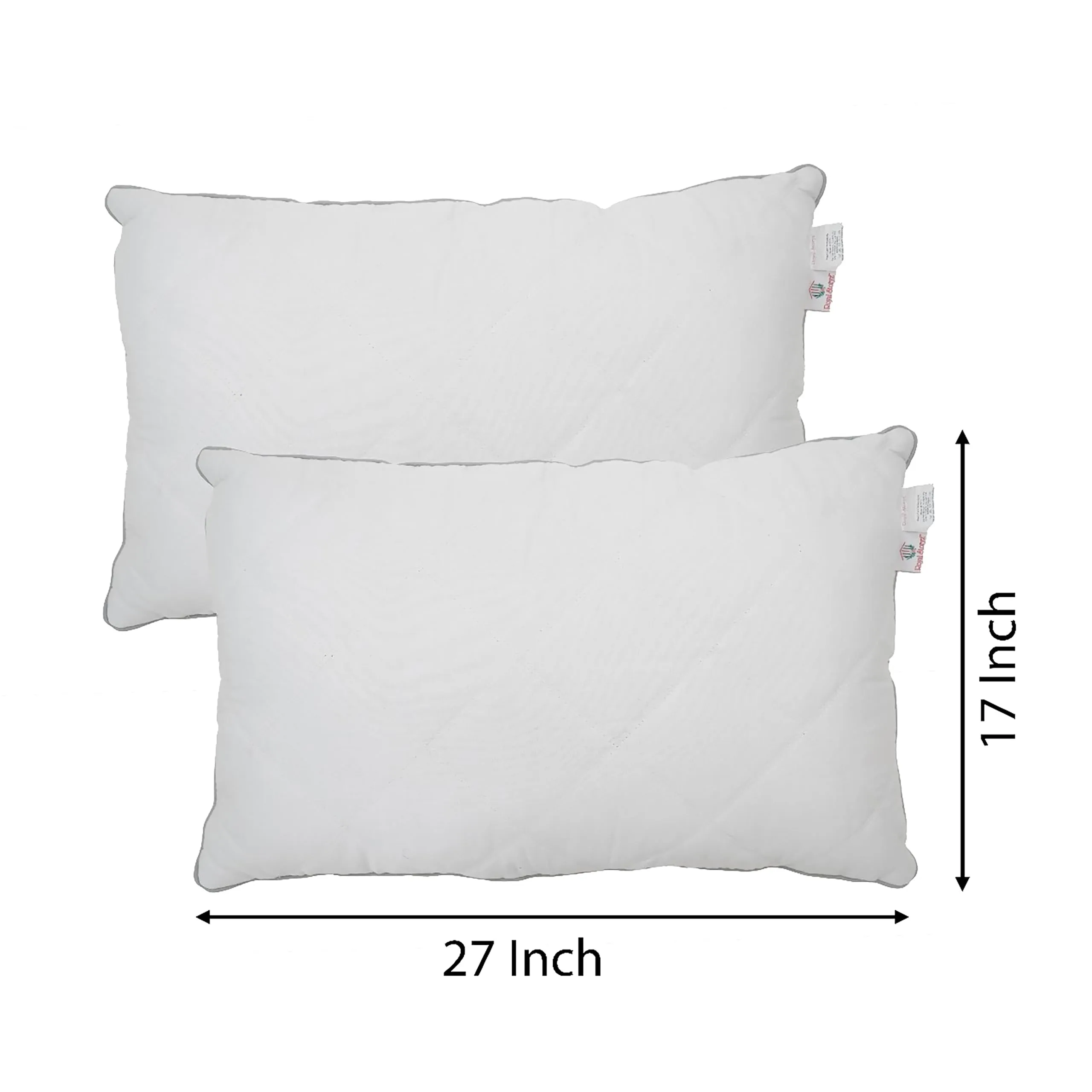 Hotel Quality Quilted Bed Pillows - 100% Combed Cotton Fabric | Pack of 2 - Standard Size 17"x27" | Made in India | Cooling Down-Alternative Microgel Filling | Medium Support for All Sleepers