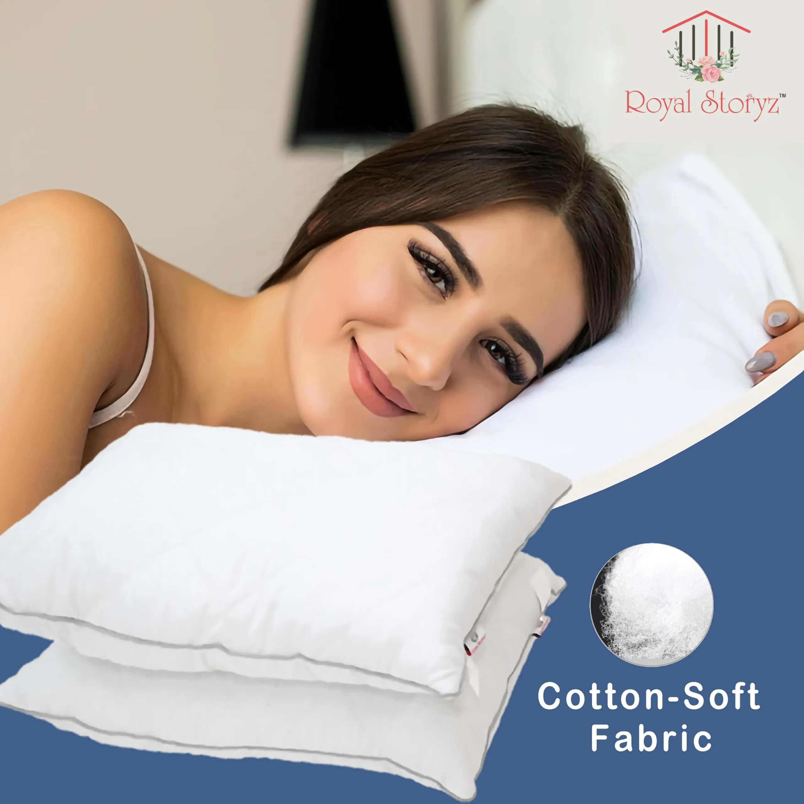 Hotel Quality Quilted Bed Pillows - 100% Combed Cotton Fabric | Pack of 2 - Standard Size 17"x27" | Made in India | Cooling Down-Alternative Microgel Filling | Medium Support for All Sleepers