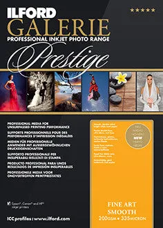 Ilford Galerie - Prestige Fine Art Smooth 200gsm 11"x17", 25 sheets (Special Order)