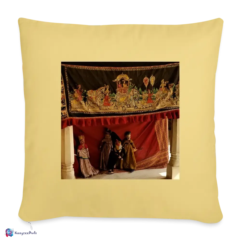Jaipur Puppets Throw Pillow Cover 18” x 18”