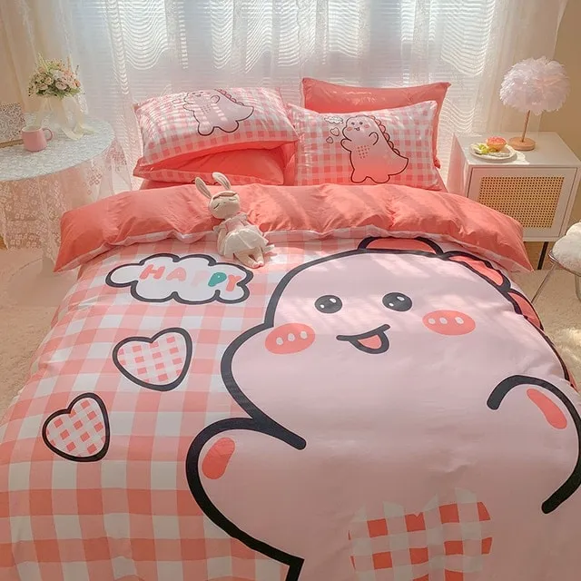 Kawaii Rainbow Space Bedding Set
