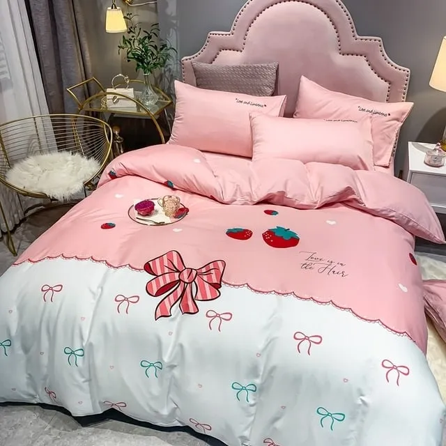 Kawaii Rainbow Space Bedding Set