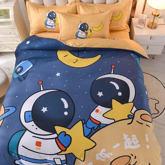 Kawaii Rainbow Space Bedding Set