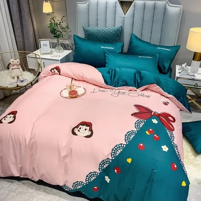 Kawaii Rainbow Space Bedding Set