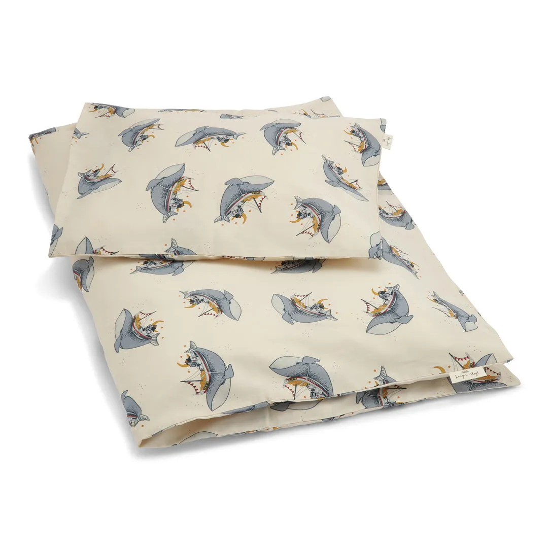 Konges Sløjd Duvet Cover & Pillow Case Junior Bedding Set Whale Boat 140x100