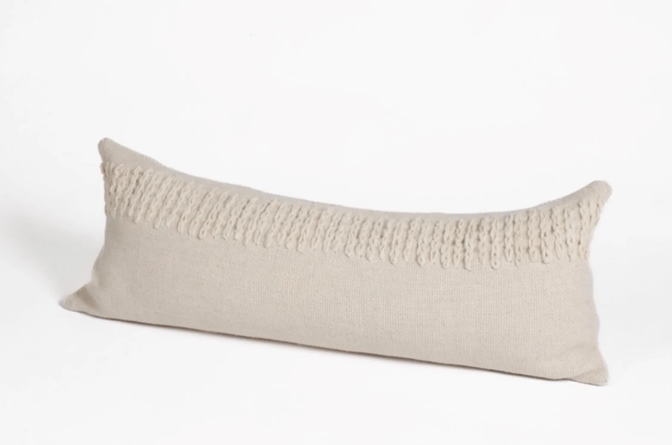 Makun Chain Stitch Lumbar Pillow - White/White