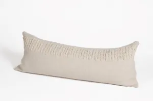 Makun Chain Stitch Lumbar Pillow - White/White