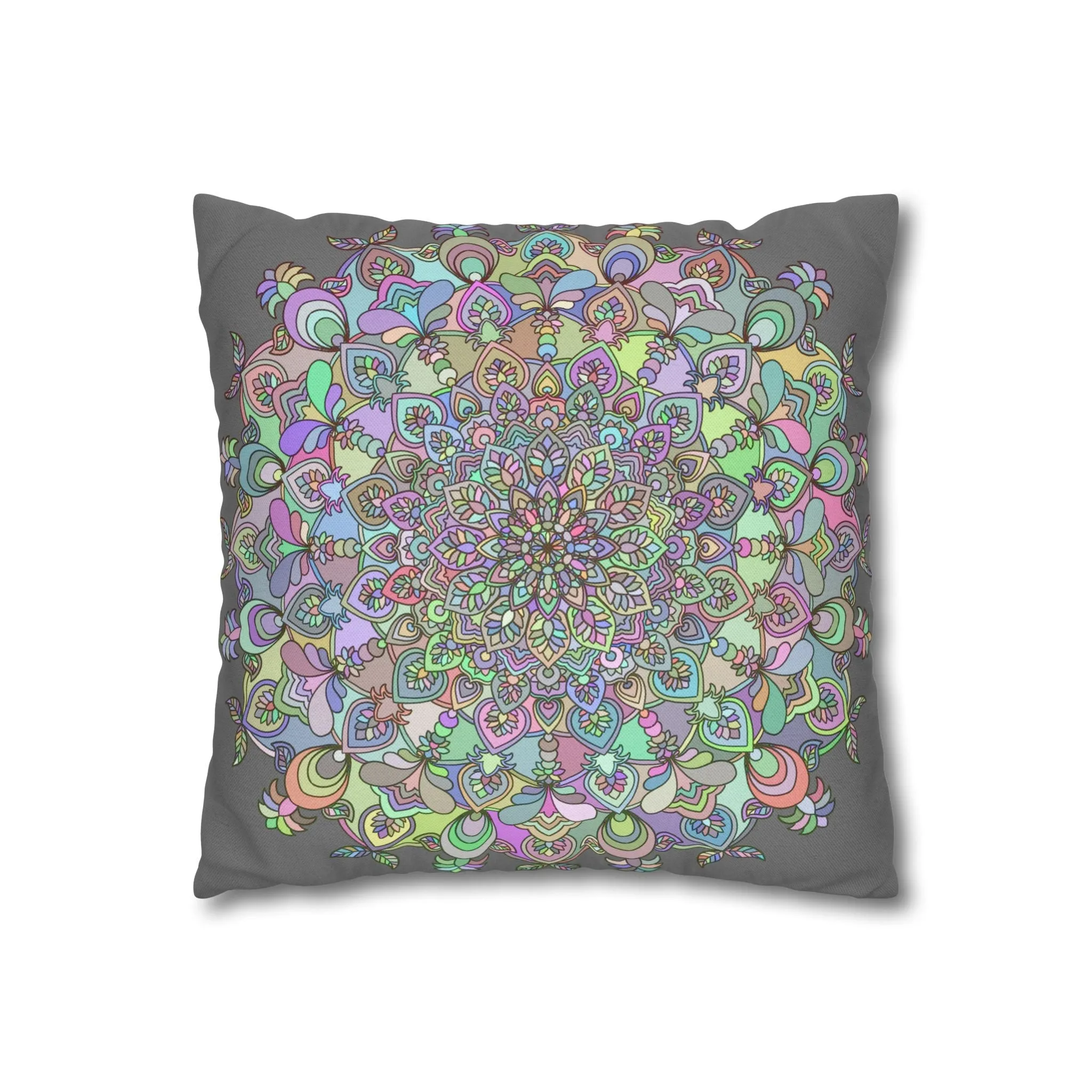 Mandala Design Square Pillowcase - Hand-drawn Art in Soft Pastel Colors