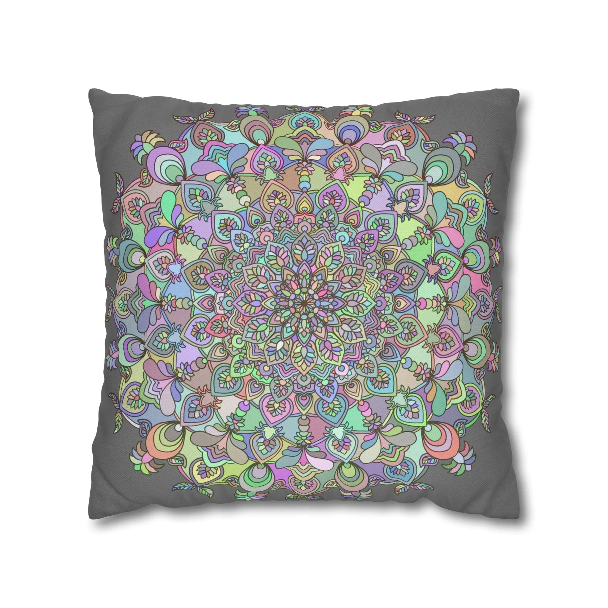 Mandala Design Square Pillowcase - Hand-drawn Art in Soft Pastel Colors