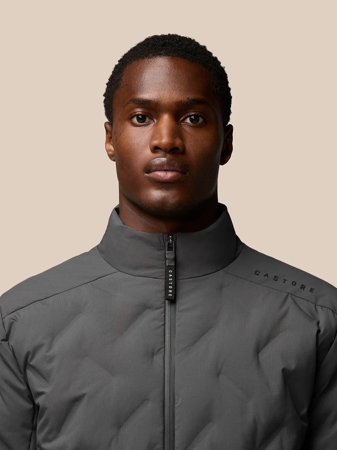 Men's Quilts Long Sleeve Lightweight Wadded Zip Jacket - Charcoal