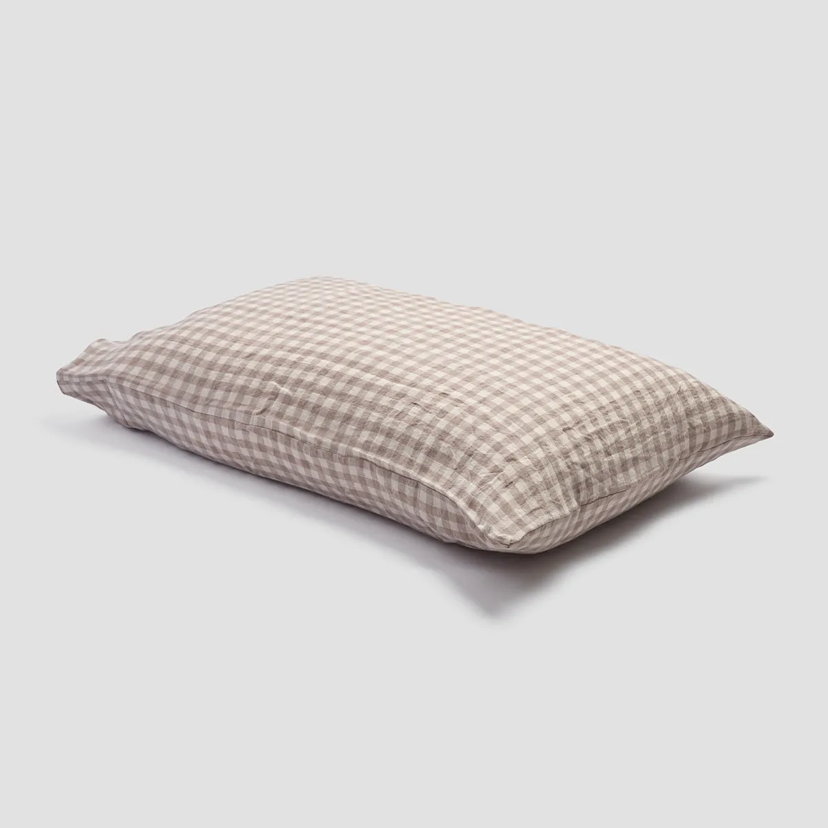 Mushroom Gingham Linen Blend Pillowcase (Pair)