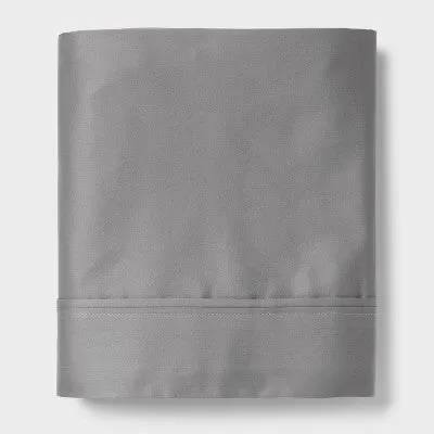New - King 400 Thread Count Performance Flat Sheet Classic Gray - Threshold